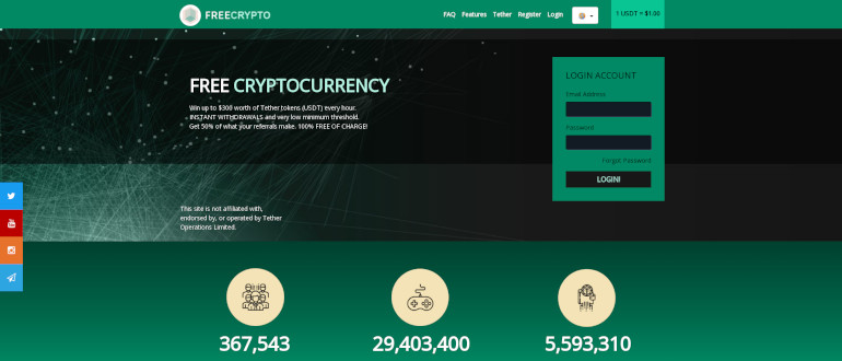 FreeTether - кран криптовалюты Tether (USDT)