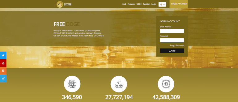 FreeDogecoin - кран криптовалюты Dogecoin (DOGE)