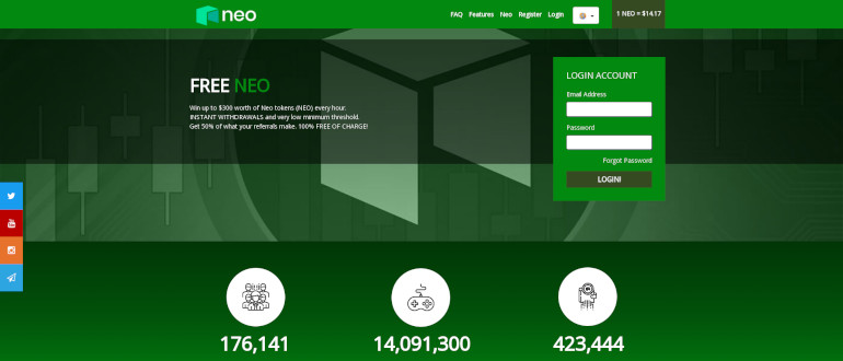 FreeNeo - кран криптовалюты Neo (NEO)