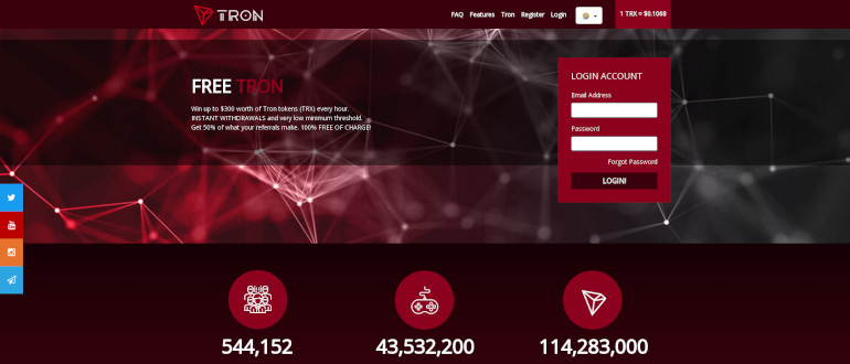 FreeTRON - кран криптовалюты TRON (TRX)